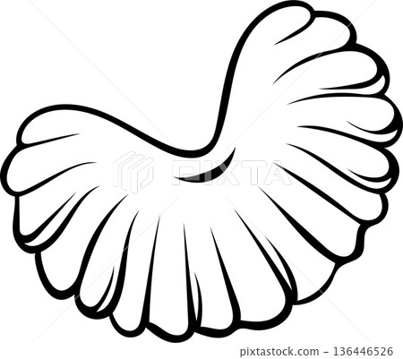 Black and white icon of scallop-shaped shortbread cookies. Simple vector graphic for food labels, dessert menus or culinary illustrations Black and white icon of scallop-shaped shortbread cookies. Simple vector graphic for food labels, dessert menus or culinary illustrations 136446526
