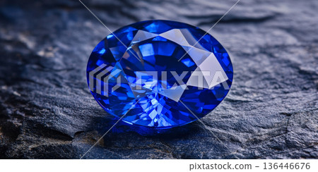 High-gloss blue sapphire stone background with deep oceanic gemstone tones. 136446676