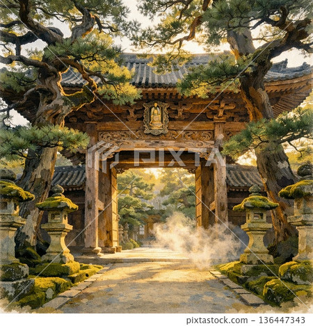 鎌倉古都巡禮 04 建長寺水彩畫 136447343