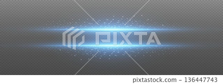 Blue light streaks creating abstract horizontal bokeh effect Blue light streaks creating abstract horizontal bokeh effect 136447743