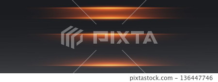 Orange horizontal light beams creating optical flare effect Orange horizontal light beams creating optical flare effect 136447746