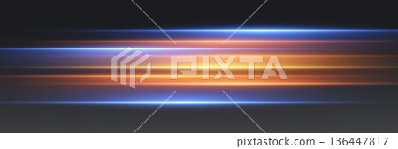 Abstract glowing light streaks moving across screen Abstract glowing light streaks moving across screen 136447817