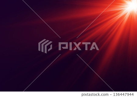 Red light beams shining producing lens flare effect 136447944