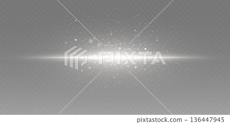 Horizontal white light flare with dust particles 136447945