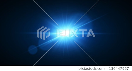 Blue bright lens flare effect generating light rays 136447967