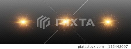 Golden light effects creating sunburst and lens flare 136448097