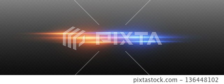 Abstract speed light effect with blue orange lens flare 136448102