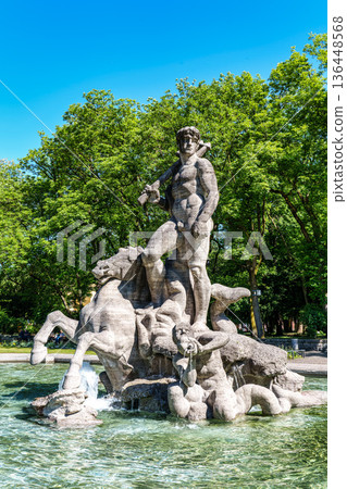 The Neptune Fountain in the old Botanical Garden of Munich, Germany The Neptune Fountain in the old Botanical Garden of Munich, Germany 136448568