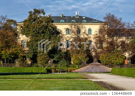 Walking in Hofgarten Park in Munich on an autumn day, Germany Walking in Hofgarten Park in Munich on an autumn day, Germany 136448609