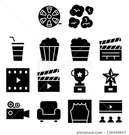 Movie Icon Set - Glyph 136448647