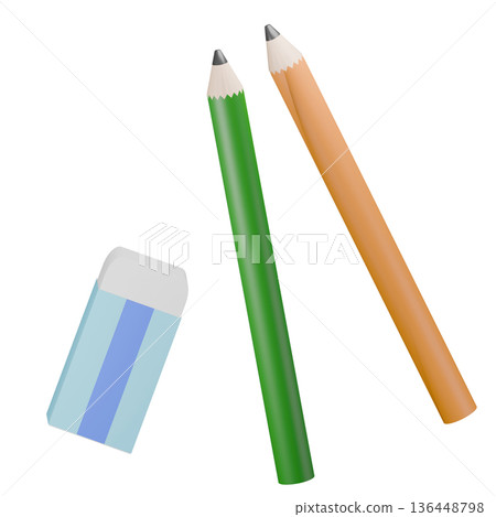 兩支鉛筆和一個橡皮 136448798