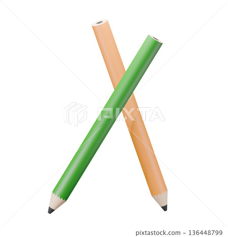 交叉的綠色和橙色鉛筆 136448799