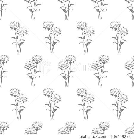 seamless pattern of gray flowers on a white background, texture, background seamless pattern of gray flowers on a white background, texture, background 136449254