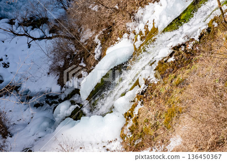 日光華嚴瀑布形成冰柱。 136450367