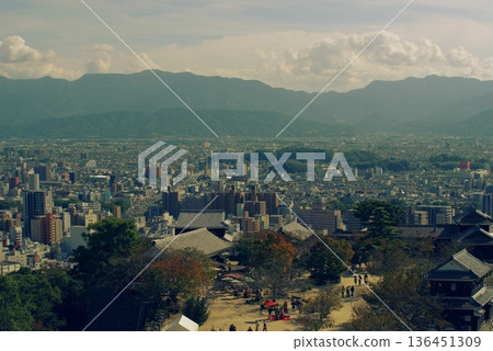 Panoramic view of Matsuyama city from Matsuyama Castle Panoramic view of Matsuyama city from Matsuyama Castle 136451309