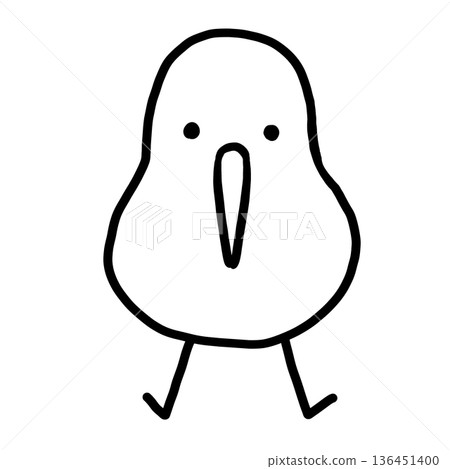 一幅幾維鳥的線條簡略畫。 136451400