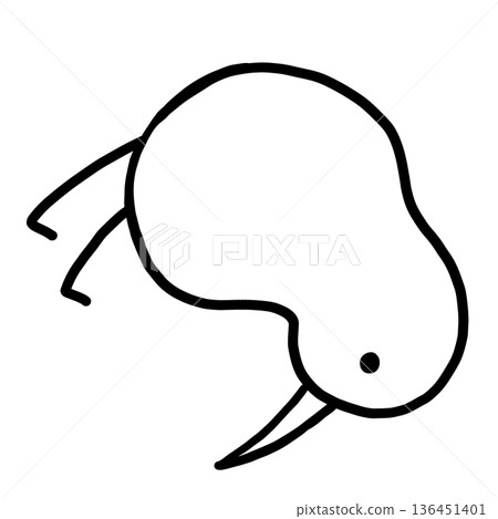 一幅幾維鳥的線條簡略畫。 136451401
