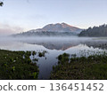 Mt. Hiuchigatake reflected in Lake Ozenuma in the morning 136451452