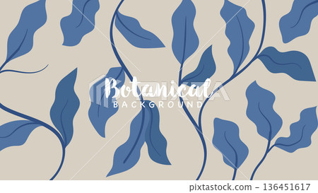 Botanical Nature Blue Vintage Leaves on Gray Background.Vector Illustration Botanical Nature Blue Vintage Leaves on Gray Background.Vector Illustration 136451617