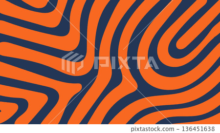 Abstract Hand Drawn Orange and Dark Blue Contour Banner Background.Vector Illustration 136451638
