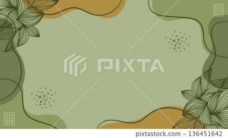 Green Nature Banner with Hand Drawn Botanical Leaves. Vector Illustration Green Nature Banner with Hand Drawn Botanical Leaves. Vector Illustration 136451642