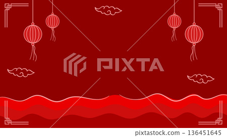 Chinese New Year Banner Background with Red Lanterns.Vector Illustration 136451645
