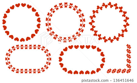 Red Circle Hearts Border Pattern Frame Set.Vector Illustration Red Circle Hearts Border Pattern Frame Set.Vector Illustration 136451646