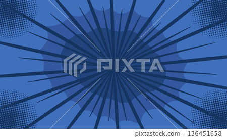 Blue Cartoon Burst Background with Halftone Pattern.Vector Illustration 136451658