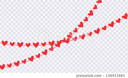 Red Hearts Hanging Decoration for Valentine Greeting.Vector Illustration Red Hearts Hanging Decoration for Valentine Greeting.Vector Illustration 136451665