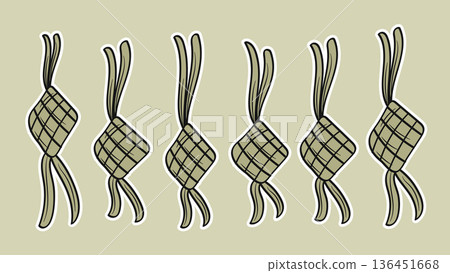 Ketupat Indonesian Food Ramadan Doodle Hand Drawn Set.Vector Illustration Ketupat Indonesian Food Ramadan Doodle Hand Drawn Set.Vector Illustration 136451668
