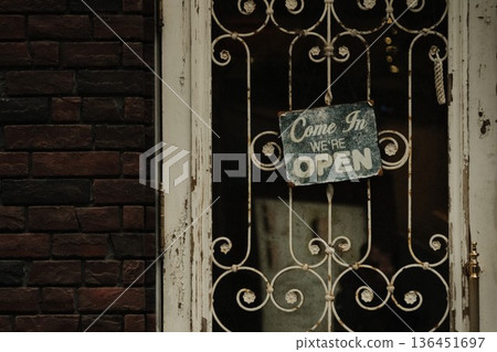Stylish OPEN sign image for cafes and stores Stylish OPEN sign image for cafes and stores 136451697