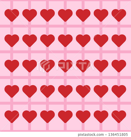 Valentine's Day Seamless Pattern with Red Hearts.Vector Illustration 136451805