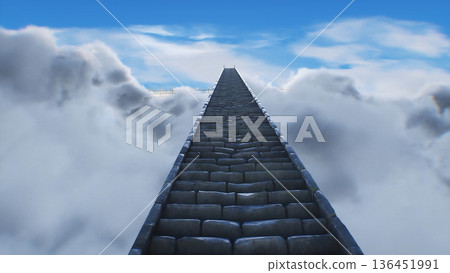 stairway to heaven. paradise, eden gates. Religious concept. 3d rendering. 136451991