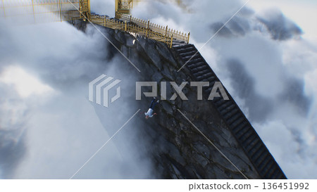 a sinner man fall from heaven to hell. Religious. concept. 3d rendering. a sinner man fall from heaven to hell. Religious. concept. 3d rendering. 136451992
