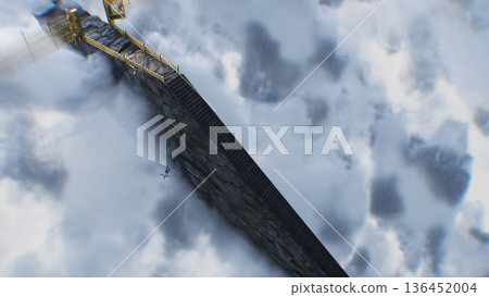 a sinner man fall from heaven to hell. Religious. concept. 3d rendering. 136452004