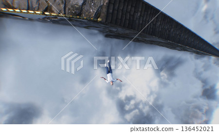 a sinner man fall from heaven to hell. Religious. concept. 3d rendering. 136452021