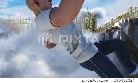 a sinner man fall from heaven to hell. Religious. concept. 3d rendering. 136452024