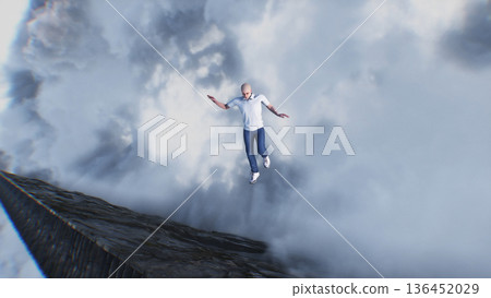 a sinner man fall from heaven to hell. Religious. concept. 3d rendering. 136452029