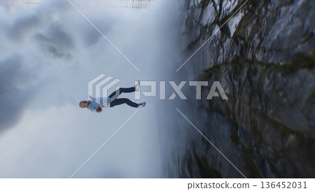 a sinner man fall from heaven to hell. Religious. concept. 3d rendering. 136452031