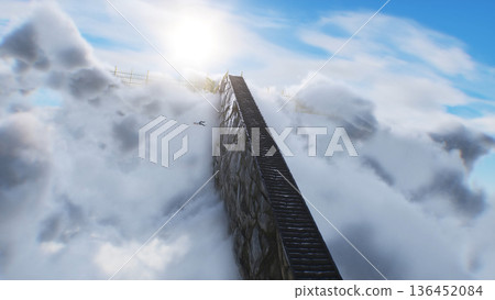 a sinner man fall from heaven to hell. Religious. concept. 3d rendering. a sinner man fall from heaven to hell. Religious. concept. 3d rendering. 136452084