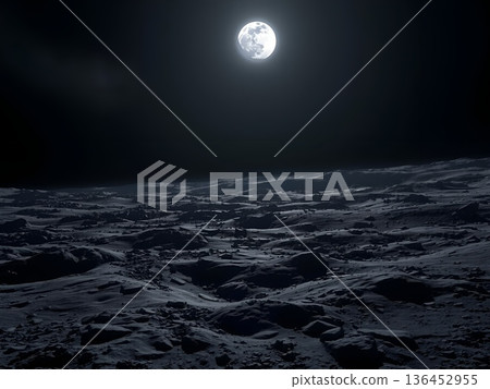 Lunar Landscape with Earthrise: A Silent, Rocky Vista Lunar Landscape with Earthrise: A Silent, Rocky Vista 136452955