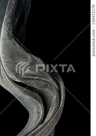 Silver drape fabric flying in curve shape, Piece of textile Silver drape fabric throw fall in air. Black background isolated motion blur Silver drape fabric flying in curve shape, Piece of textile Silver drape fabric throw fall in air. Black background isolated motion blur 136453176