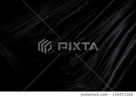 Black velvet felt fabric flying in curve shape, Piece of textile black velvet felt fabric throw fall in air. Black background isolated, dark shading environment Black velvet felt fabric flying in curve shape, Piece of textile black velvet felt fabric throw fall in air. Black background isolated, dark shading environment 136453188
