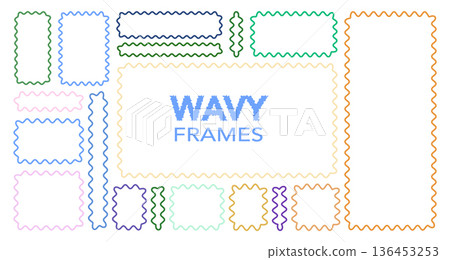 Set of wavy organic banner outlines. Long rectangle ribbons and narrow strips for titles, web headers and interface Set of wavy organic banner outlines. Long rectangle ribbons and narrow strips for titles, web headers and interface 136453253