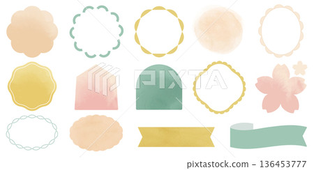 Spring pastel color decorative label badge frame set Spring pastel color decorative label badge frame set 136453777