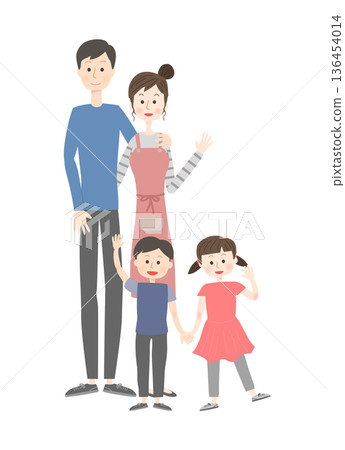 Illustration of a close family 136454014