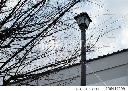 Landscape with retro lamp Landscape with retro lamp 136454309