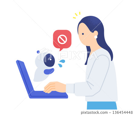 Enhance security using AI. Vector illustration of an AI assistant that detects and warns of danger. Enhance security using AI. Vector illustration of an AI assistant that detects and warns of danger. 136454448