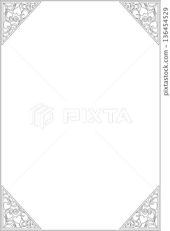240 Vintage Calligraphy-Style Frame Materials (Decorative Borders, Decorative Frames, Hearts, Line Drawings, Black and White) 136454529