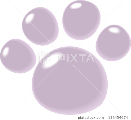 淡紫色狗毛絨絨的腳印 136454674